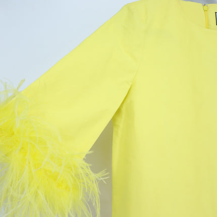 TUCKERNUCK Feather Jamie Dress Citron Yellow NWT Midi 3/4 Sleeve Women's M