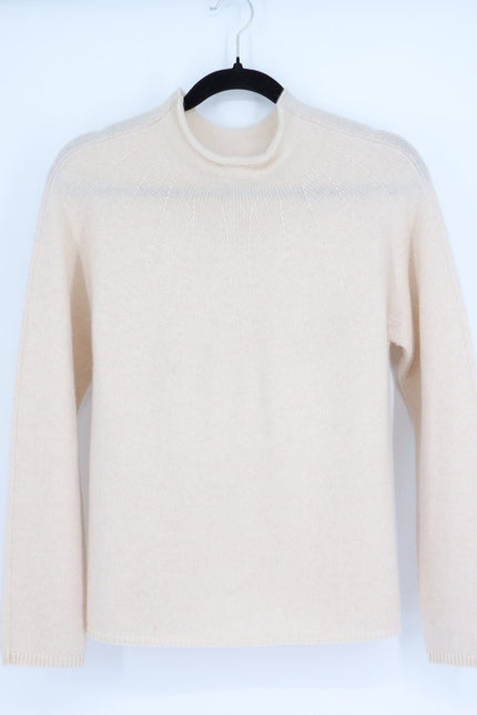 MAXMARA High Neck Cashmere Sweater Ivory Long Sleeve Quiet Luxury Women's L