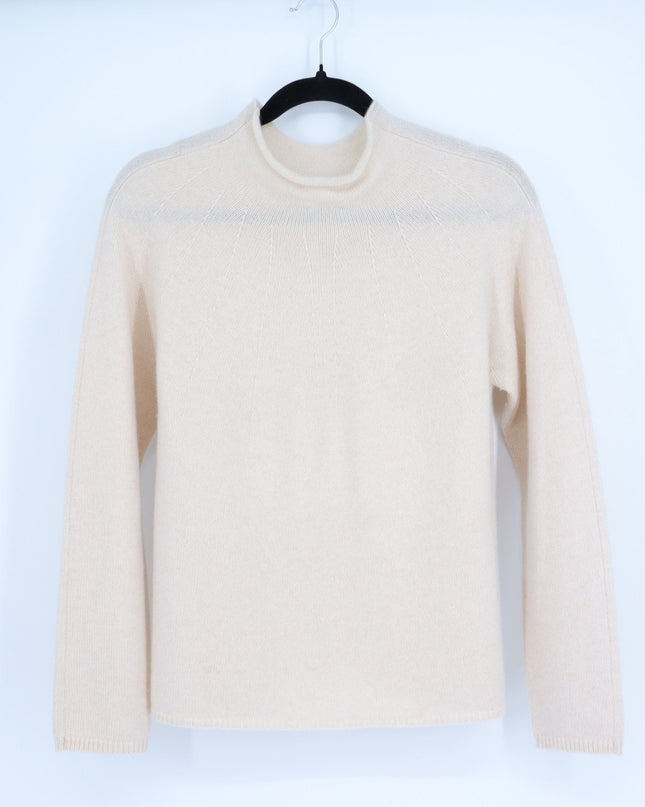 MAXMARA High Neck Cashmere Sweater Ivory Long Sleeve Quiet Luxury Women's L