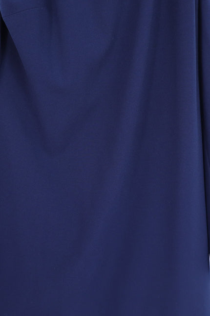 HALSTON HERITAGE Navy Blue Asymmetrical Gown Metal One Sleeve Women's 10