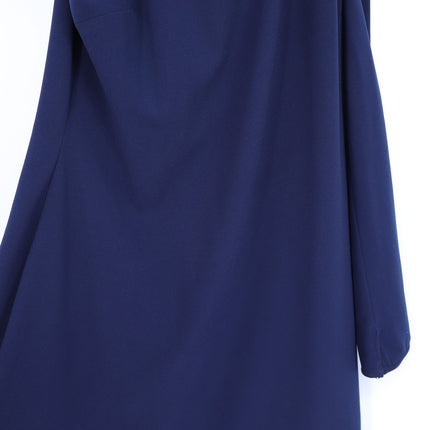 HALSTON HERITAGE Asymmetrical Gown Navy Blue Metal One Sleeve Women's 10