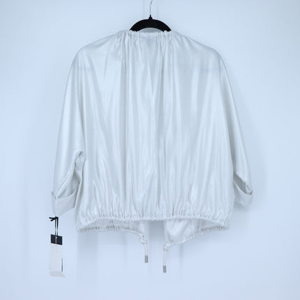 Worth New York Oversized Satin Open Jacket Silver NWT 3/4 Sleeve Women's SP