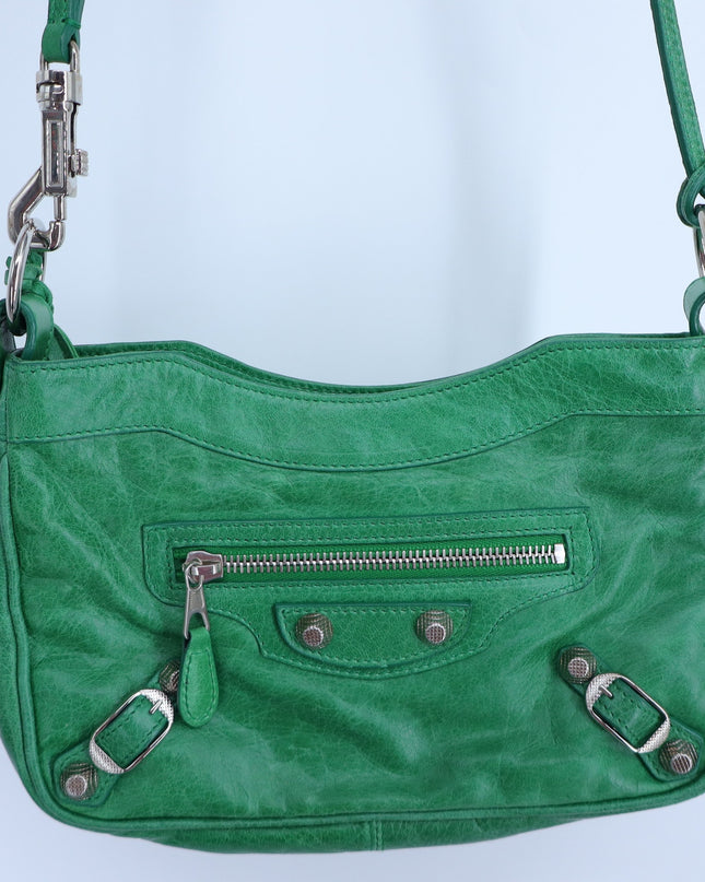 BALENCIAGA Giant 12 Hip Bag Green Leather Motocross 2Way Crossbody Purse