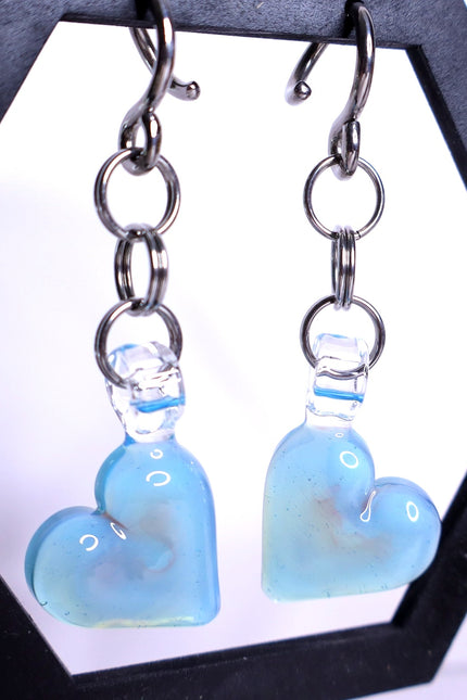 GLASSWEAR STUDIOS Handmade Caribbean Blue Heart Weights 10g/2.5mm Hangers
