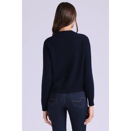 Minnie Rose Cashmere 9gg Pullover Sweater Navy Blue Shrunken Crew Women's S