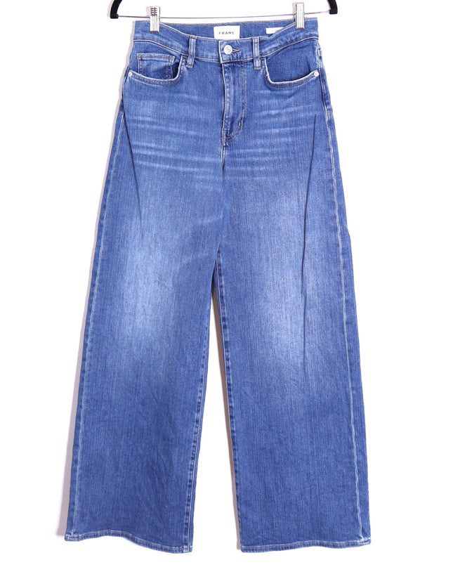 FRAME Le Slim Palazzo Jeans Drizzle Medium Wash Blue High Rise Women's 28