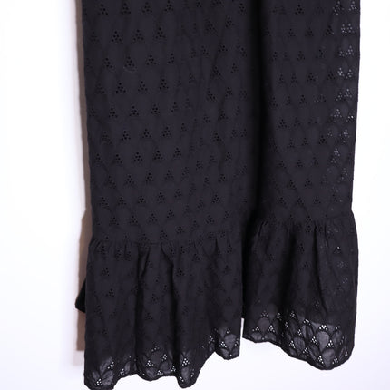 DIANE VON FURSTENBERG Polina Cotton Dress Black Eyelet Puff Sleeve Women's 6