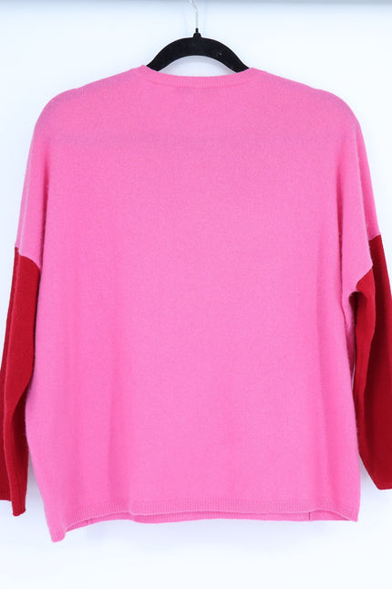 GERARD DAREL Jessie Colorblock Sweater Cashmere Pullover Pink Red Women's 1/US S