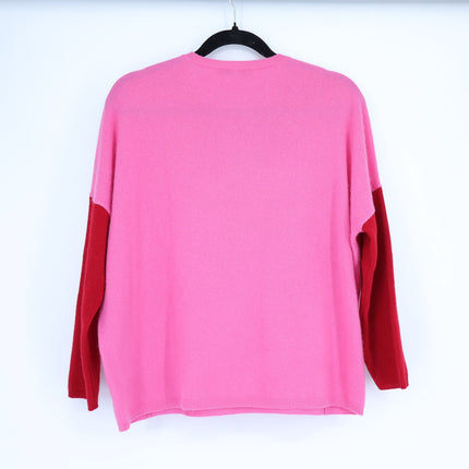 GERARD DAREL Jessie Colorblock Sweater Cashmere Pullover Pink Red Women's 1/US S
