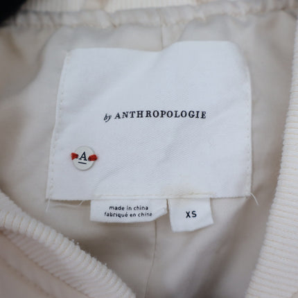 By Anthropologie Oversized Bomber Jacket Off White Zip Up Lightweight Women's XS