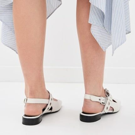 RAG & BONE Astra Flat Slingback Antique White Leather Maryjane Women's 37/US 7