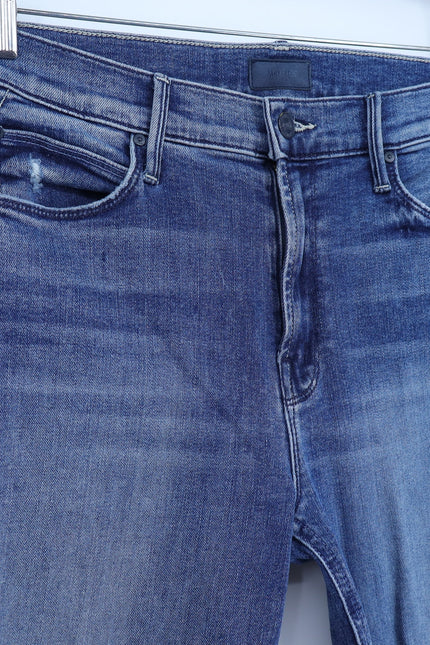MOTHER Blue Dazzler Ankle Fray Jeans Mid Rise Weekend Warrior Women's 29