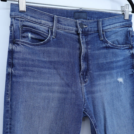 MOTHER Blue Dazzler Ankle Fray Jeans Mid Rise Weekend Warrior Women's 29