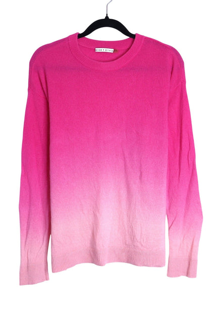 ALICE + OLIVIA Gleeson Cashmere Sweater Dip Dye Ombre Pink Long Sleeve Women's L