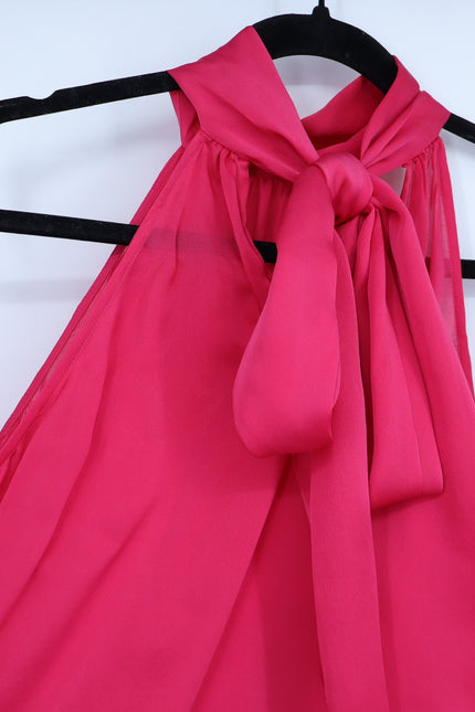 ZIMMERMANN Pink Silk Halter Blouse Tie-Neck Fuchsia Sleeveless Women's 1/US 2