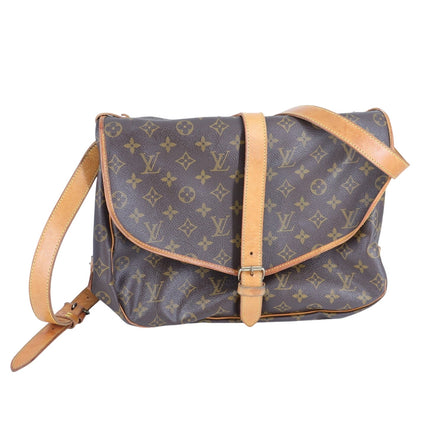 Louis Vuitton Saumur Saddle Bag Brown Leather Monogram Crossbody