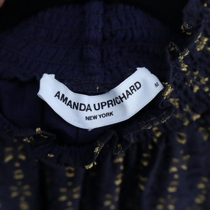 AMANDA UPRICHARD Noemi Dress Navy and Gold Long Sleeve Shift Women's M