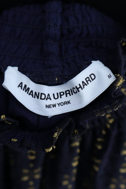 AMANDA UPRICHARD Noemi Dress Navy and Gold Long Sleeve Shift Women's M