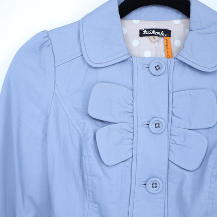 Taikonhu Belted Cotton Jacket Dusty Blue Y2K Waist Length Long Sleeve Women's 2