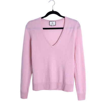 TUCKERNUCK Cashmere V Neck Sweater Soft Pink Long Sleeve Women's M