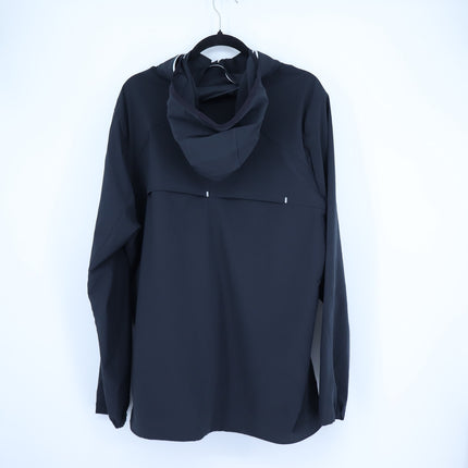 Rhone Rain or Shine Full Zip Jacket Black Hideaway Hood Windbreaker Men's XXL