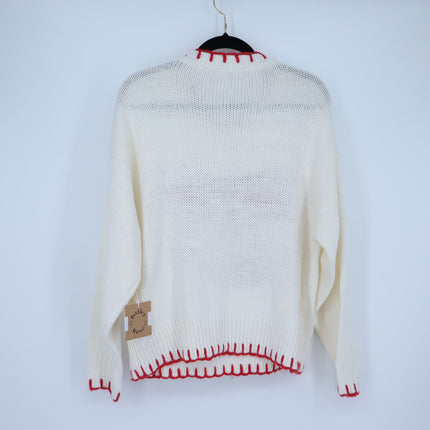 Bailey Rose Bow Pullover Sweater Cream and Red NWT Long Sleeve Women's S