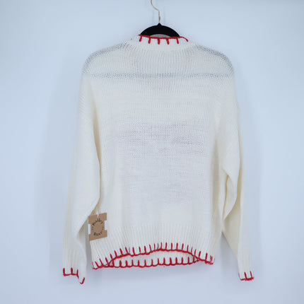 Bailey Rose Bow Pullover Sweater Cream and Red NWT Long Sleeve Women's S