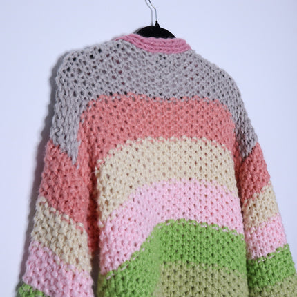 FRNCH Lobelia Cardigan NWT Pink Watermelon Oversized Chunky Knit Women's S/M