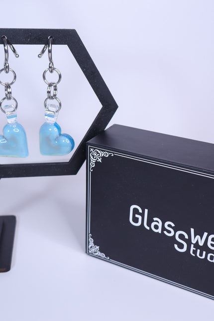 GLASSWEAR STUDIOS Handmade Caribbean Blue Heart Weights 10g/2.5mm Hangers