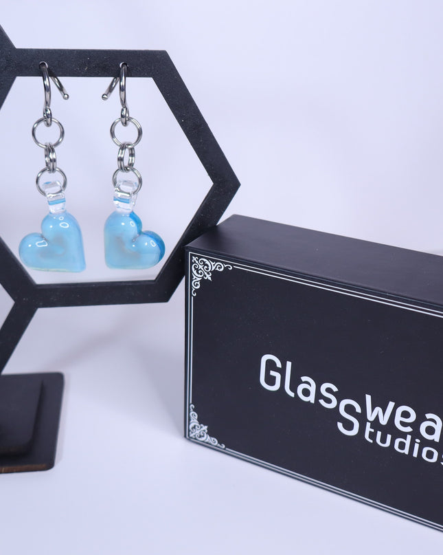 GLASSWEAR STUDIOS Handmade Caribbean Blue Heart Weights 10g/2.5mm Hangers