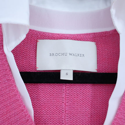 BROCHU WALKER Looker Layered V-Neck Sweater Pink Cashmere Pullover Women's S