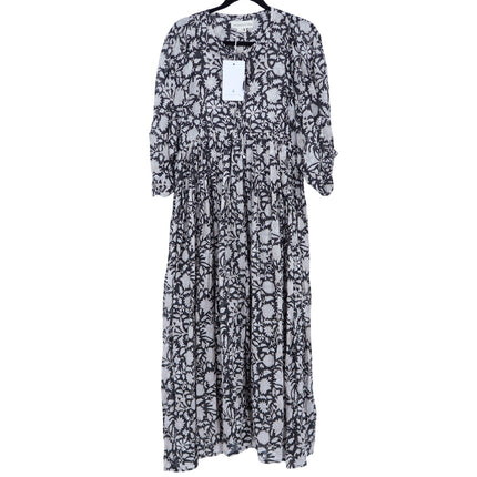 Daughters of India Kyra Maxi Dress Pepper Black NWT Jaal Block Print Women's S