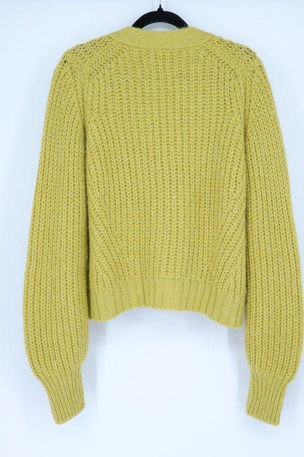 ELEVEN SIX Chunky Knit Sara Cardigan Sweater Joy Yellow Alpaca Blend Women's M/L