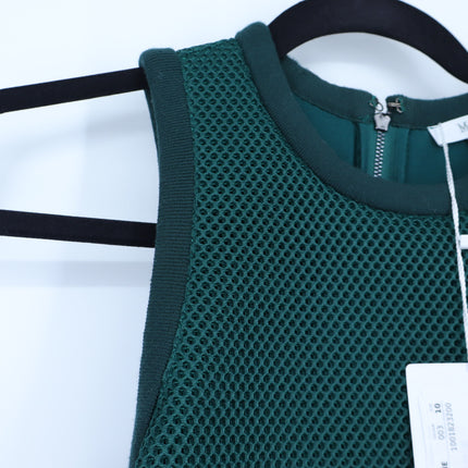 MaxMara Didone Netted Mini Dress NWT Green Sleeveless Mesh Flared Women's 10