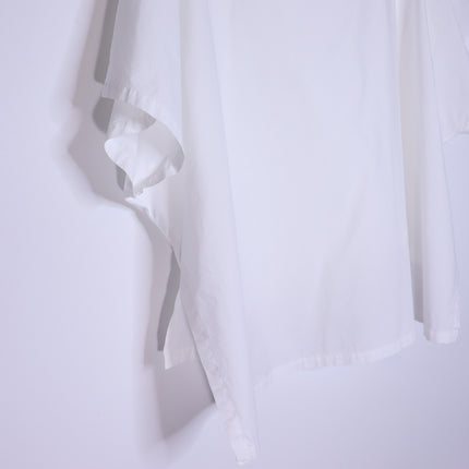 WJ MARTIN Boxy Hi-Lo Blouse White Cowl Neck Short Sleeve Women's 44/US 8
