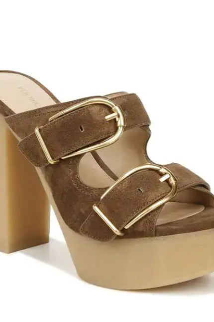 VERONICA BEARD Garrick Platform Slide Sandals Mocha Suede Strap Women's 5.5M