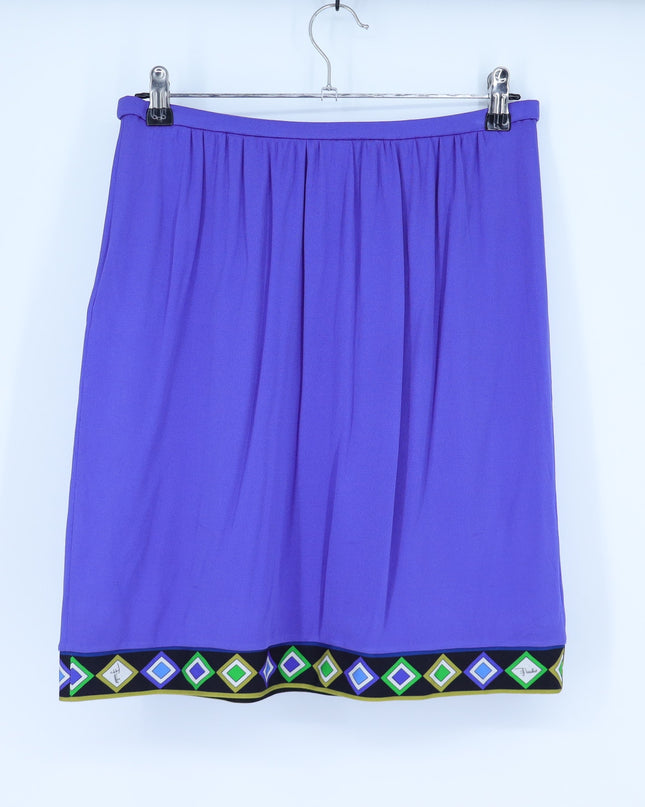 Emilio Pucci Archival Revival Skirt Purple Silk 1970s Print Women's 42/US 8
