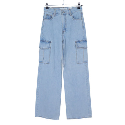 Denim Forum The Farrah Cargo Jeans Bleach Bleu NWT High Rise Women's 25