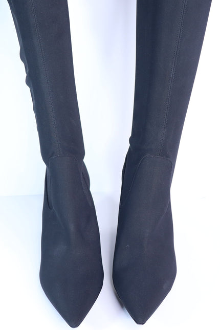 MARION PARKE Malone Heeled Boot Black Thigh High Stretch Crepe Women's 36/US 6