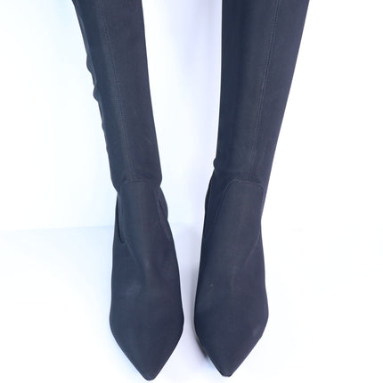 MARION PARKE Malone Heeled Boot Black Thigh High Stretch Crepe Women's 36/US 6