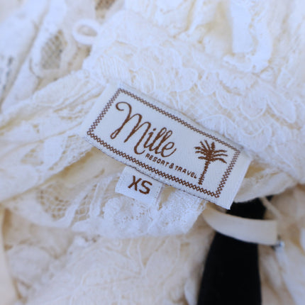 Mille Chantal Lace Blouse with Cami Vanilla Mock Neck Long Sleeve Women's XS