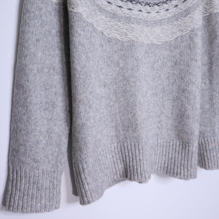 THEORY Fair Isle Sweater Melange Light Grey Wool Blend Long Sleeve Women's P/00