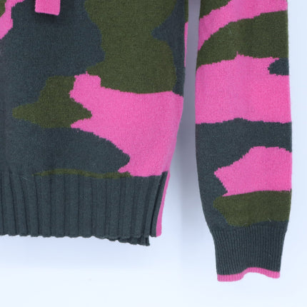 Brodie 100% Cashmere Chloe Camo Hoodie Highland Green Party Pink Women's XS