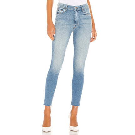 Mother Looker Ankle Fray Jeans Blue Shoot To Thrill Blue High Rise Women's 24