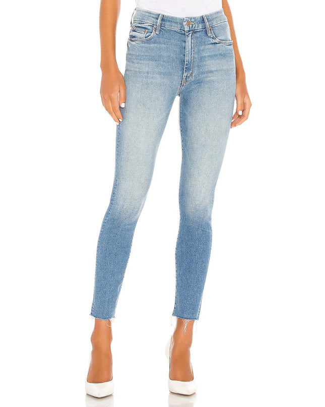 Mother Looker Ankle Fray Jeans Blue Shoot To Thrill Blue High Rise Women's 24