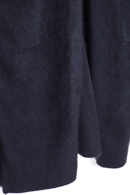 C.T.PLAGE Long Knit Racoon Wool Cardigan Black Knee Length Women's 40/US 8