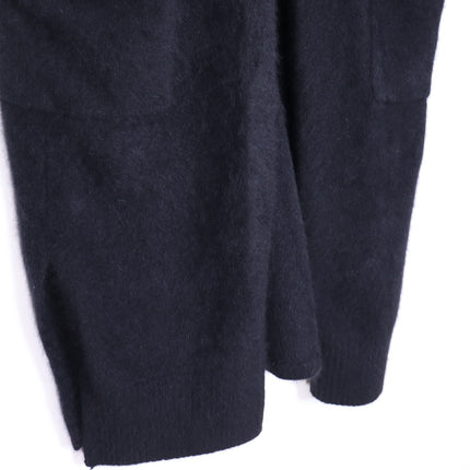 C.T.PLAGE Long Knit Racoon Wool Cardigan Black Knee Length Women's 40/US 8