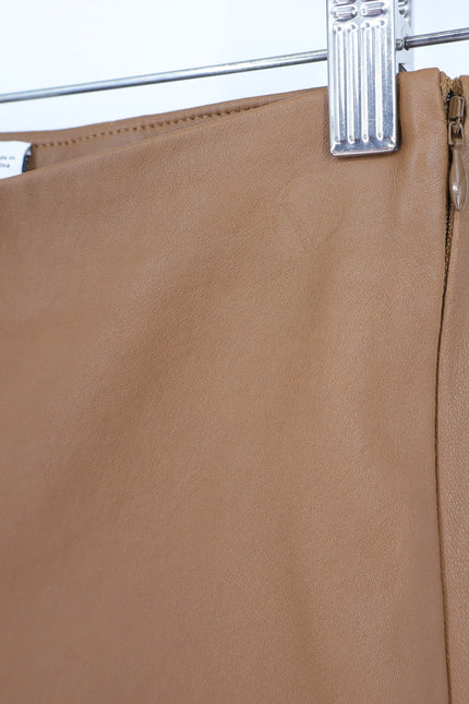 VINCE Leather Pants Camel Tan Flat Front Lamb Pelt Mid Rise Bootcut Women's M