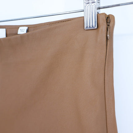 VINCE Leather Pants Camel Tan Flat Front Lamb Pelt Mid Rise Bootcut Women's M