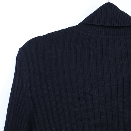 A.P.C Madelaine Pullover Sweater Black Merino Wool Ribbed Turtleneck Women's S